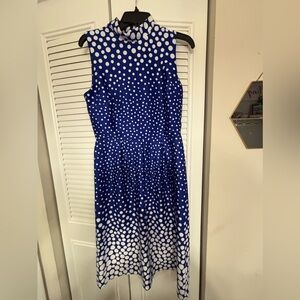 Enfocus Studio Blue and White Sleeveless Midi Sundress